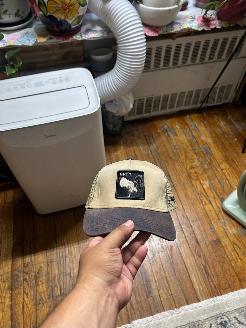 G/FORE Beige & Brown Trucker Cap with Rooster Patch
